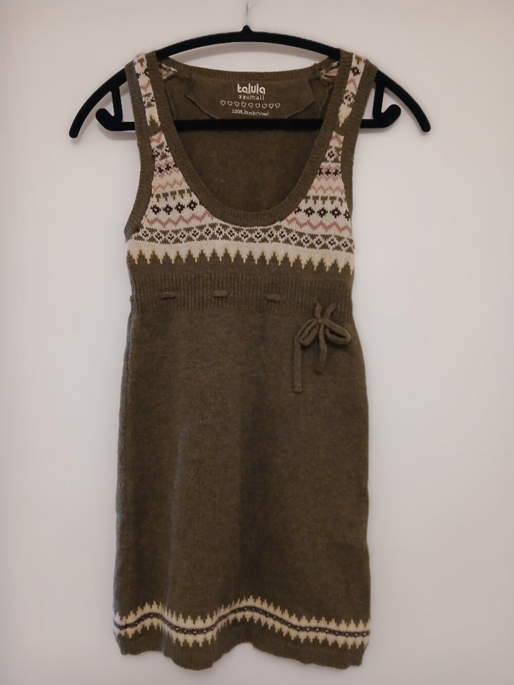 Y2K Vintage Talula by Aritzia Fair Isle Vest 100% Lambswool XXS
